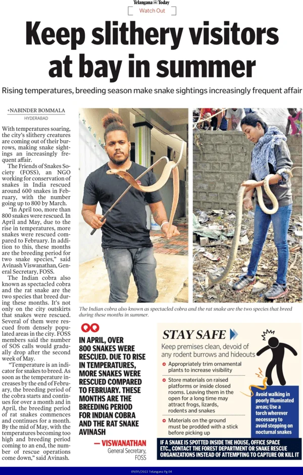 Telangana Today news article on 09-05-2022